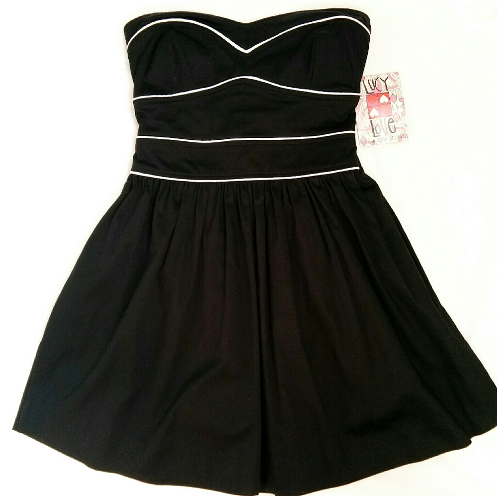 NWT Lucy Love Strapless Mini Dress Black